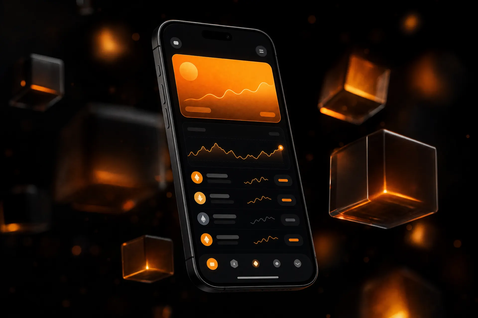 Mockup einer Krypto-Wallet-App auf einem Smartphone